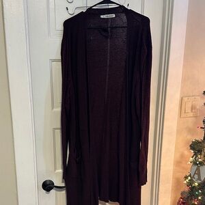 Maurice’s Rich Burgundy Open Cardigan